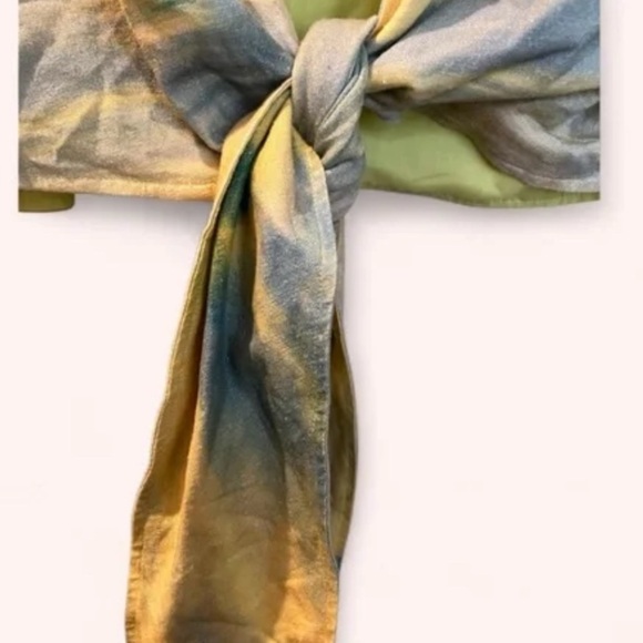 Adrienne Landau Blue Yellow Watercolor Wide Leg Pant Set NWOT Size S Resort - Picture 14 of 15